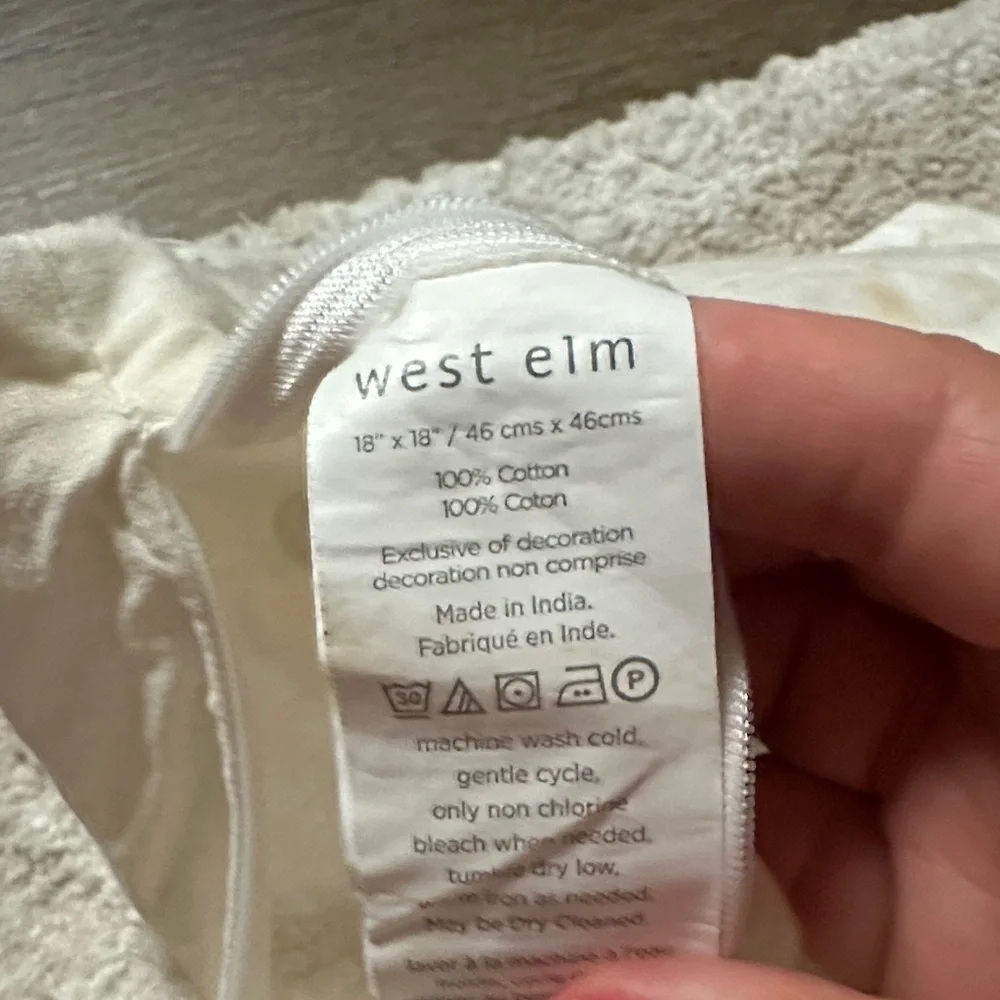 West Elm Elegant White Textured Pillow Covers